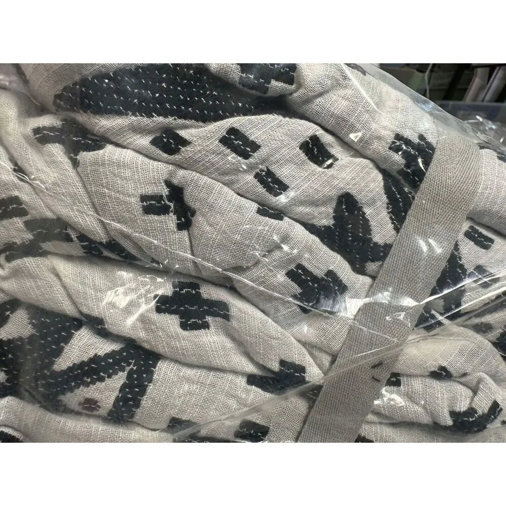 NWT Anthropologie Jacquard Woven Jeanette Queen Duvet Cover Black & White